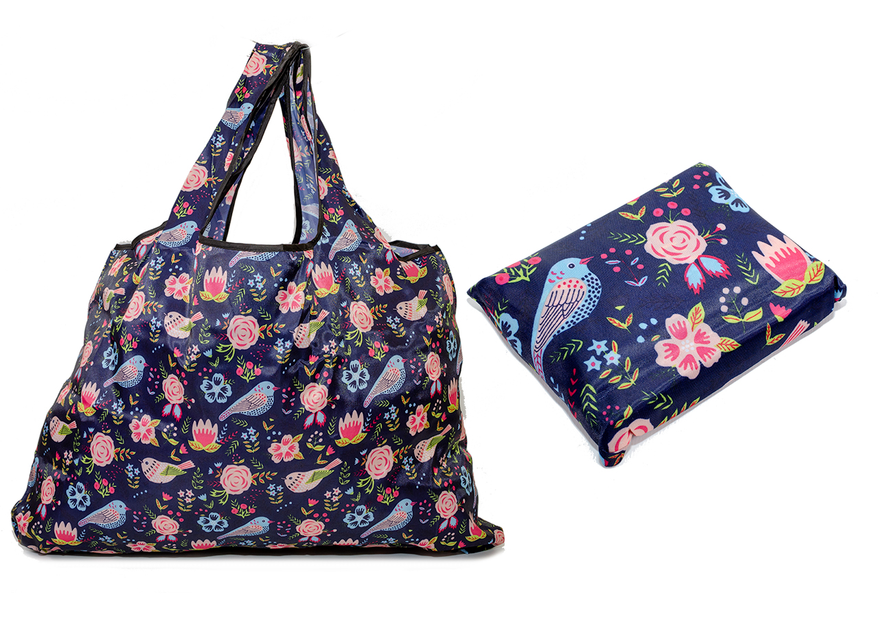 (image for) LL-113 FOLDED SHOPPING BAG MULTI FLORAL PRINT